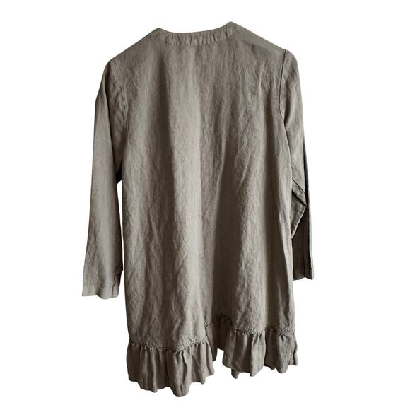 J. Jill Love Linen Open Front Ruffled Linen Duster Cardigan Jacket S Petite - Picture 7 of 11